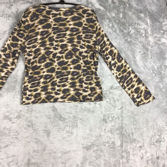 RDI Womens Size Medium Top Brown Cheetah Long Sleeve Thermal Pullover Casual - Picture 13 of 14